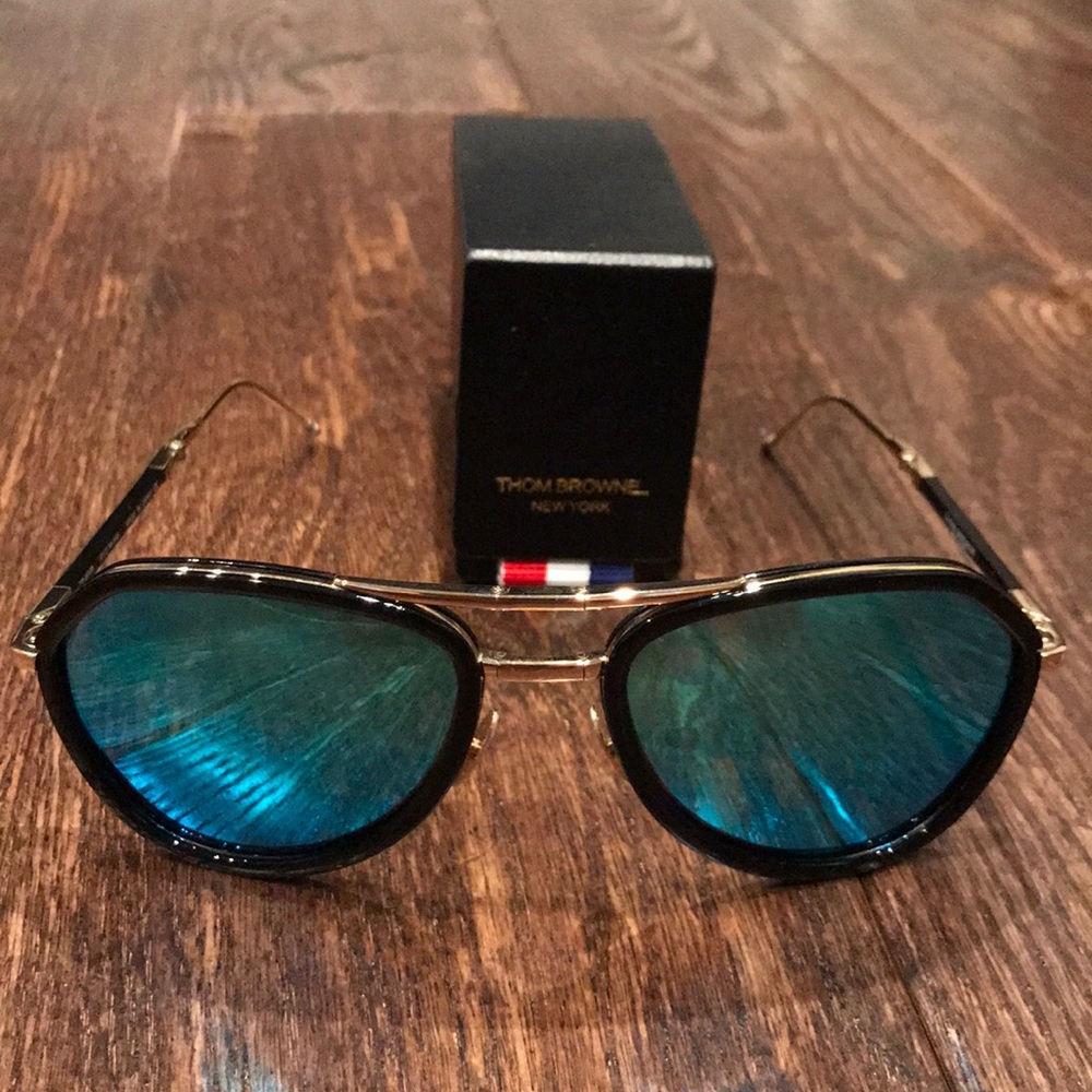 Thom Browne folding blue aviator sunglasses